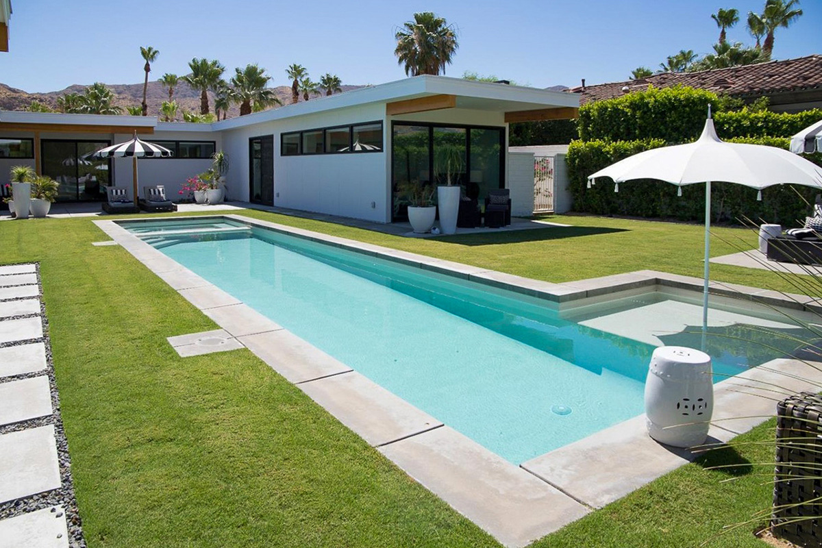 The 180 House pool courtyard and guest wing