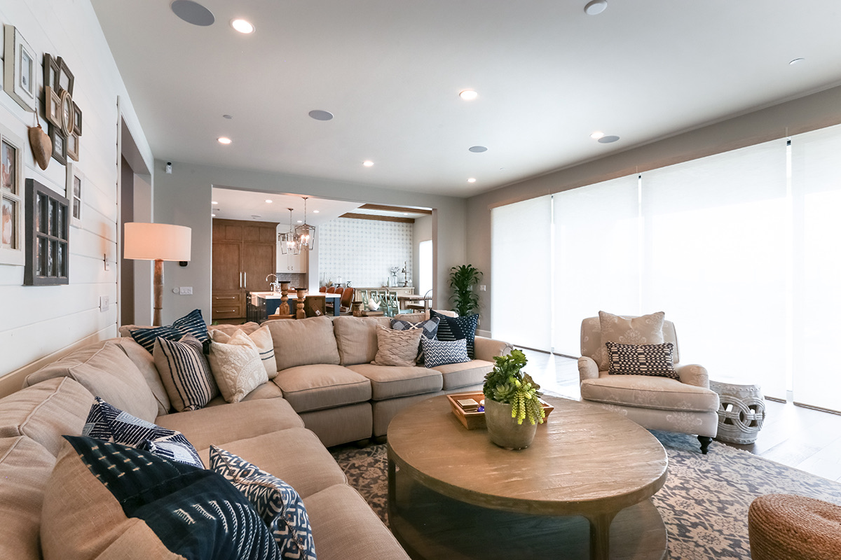 Family living room of the Modern Country custom home by Fassino Construction